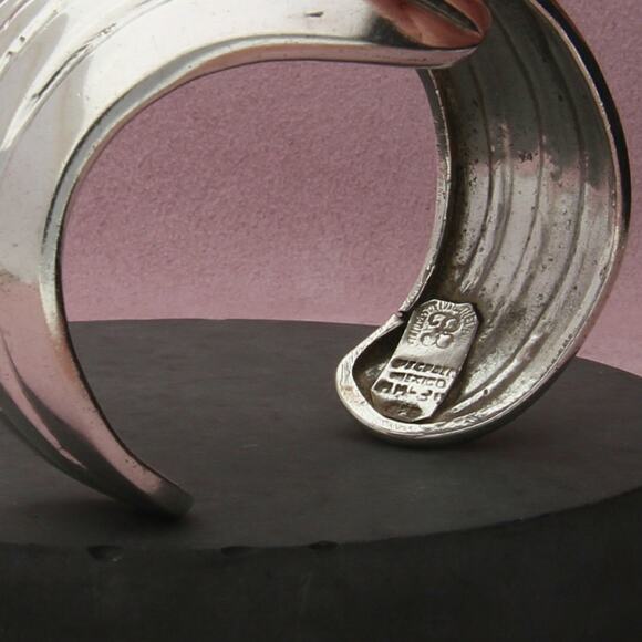 los ballesteros sterling silver taxco mexico vintage cuff bracelet size 6.25in - Picture 3 of 3